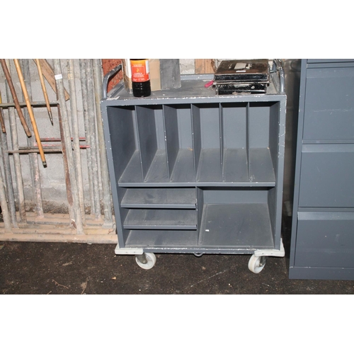 70 - GREY METAL MULTI SECTIONAL FILING TROLLEY