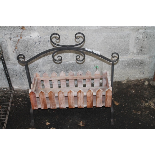 19 - WROUGHT IRON AND WOOD PLANTER