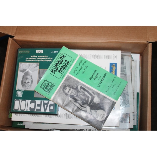 251 - 4 BOXES OF FOOTBALL MEMORABILIA. MANCHESTER UNITED AND PLYMOUTH ARGYLE