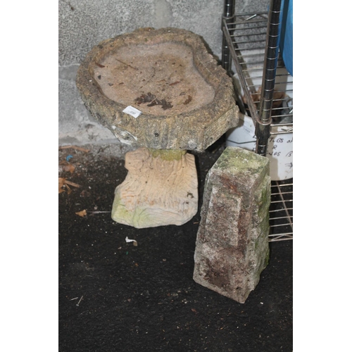 30 - CONCRETE BIRD BATH ON STAND AND 1 OTHER