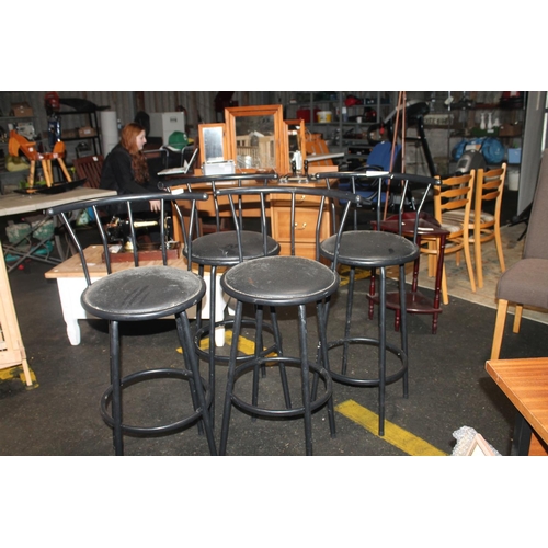 724 - FOUR METAL FRAMED PADDED BAR STOOLS