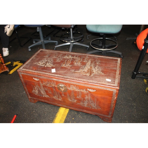 736 - VINTAGE ENGRAVED TRUNK