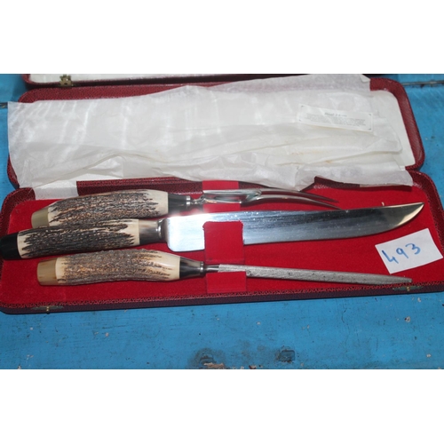 493 - REAL HORN CARVING SET