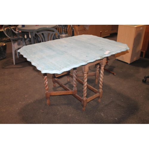 621 - BARLEY TWIST PAINTED DROP LEAF TABLE