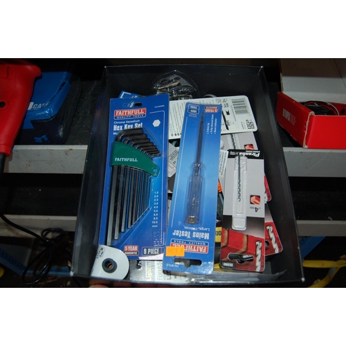 100 - BOX OF ASSORTED DRILL BITS AND HEX KEYS AND MORE