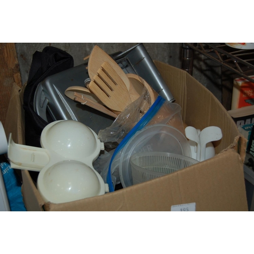 195 - BOX OF MISC INC KITCHENWARE