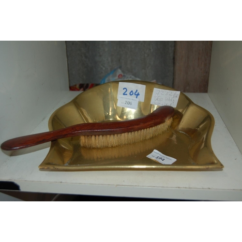 206 - BRASS TABLE DUSTER AND BRUSH
