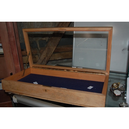 349 - WOODEN DISPLAY CASE APPROX 70CM X 30CM