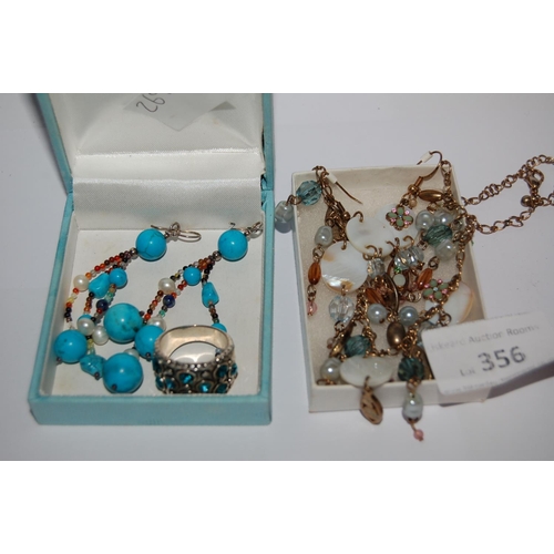 356 - COSTUME JEWELLERY INC NECKLACE AND EARING SET