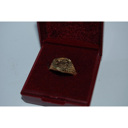 385 - 9CT GOLD ST GEORGE RING SIZE M  1.49G