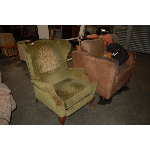 602 - GREEN WING BACK PARKER KNOLL  RECLINING CHAIR