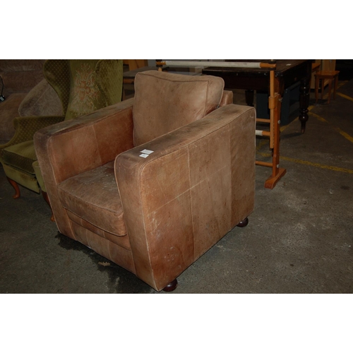 603 - LEATHER TUB CHAIR