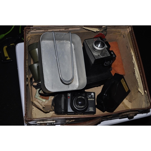 180 - SMALL CASE OF CAMERAS AND BINOCULARS