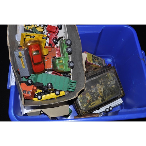 256 - BOX OF TOY CARS AND TINS