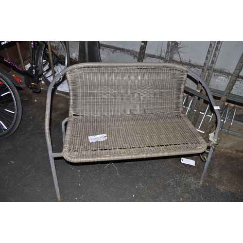 3 - WICKER 2 SEATER METAL GARDEN BENCH