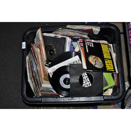 307 - BOX OF ASSORTED RECORDS AND 45S