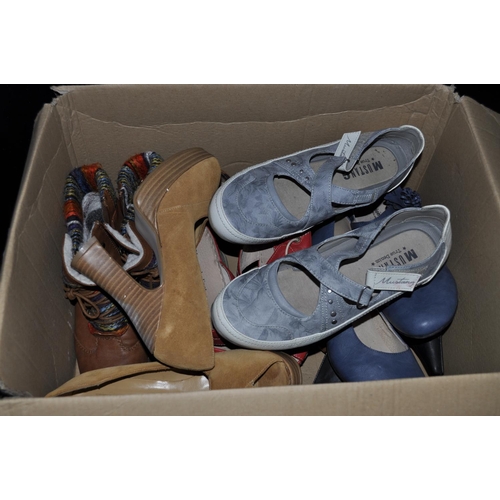 329 - LARGE BOX OF LADIES SHOES. SIZE 6