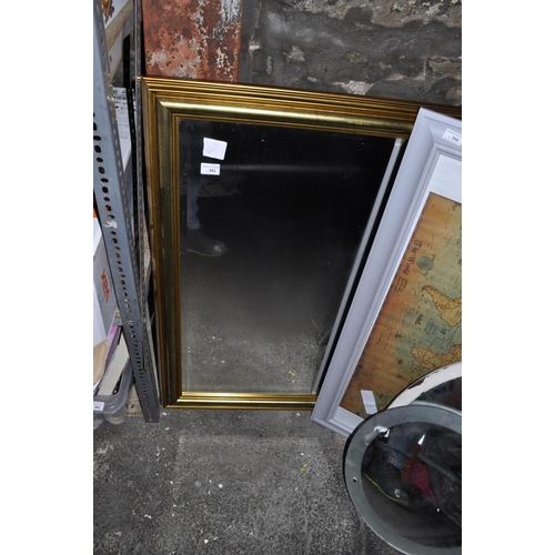 341 - GOLD FRAMED WALL MIRROR