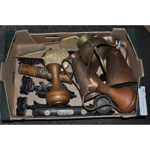 355 - LARGE BOX OF MIXED COPPER AND BRASSWARE