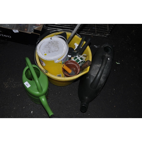 55 - BUCKET INC SANDTEX LITTER PICKER  AND WATERING CAN ETC