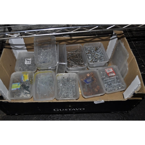 56 - BOX OF ASSORTED NAILS AND SCREWS