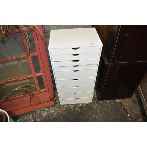 1044 - WHITE 9 DRAWER WOODEN FILING CABINET