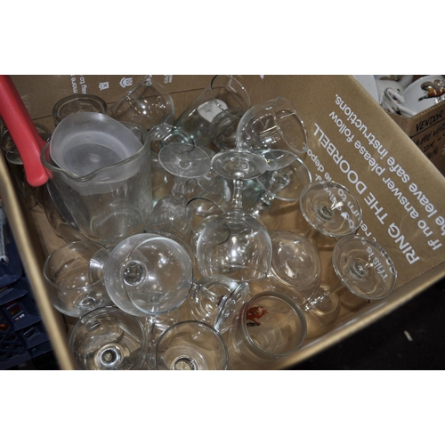 194 - BOX OF WINE GLASSES AND VASES