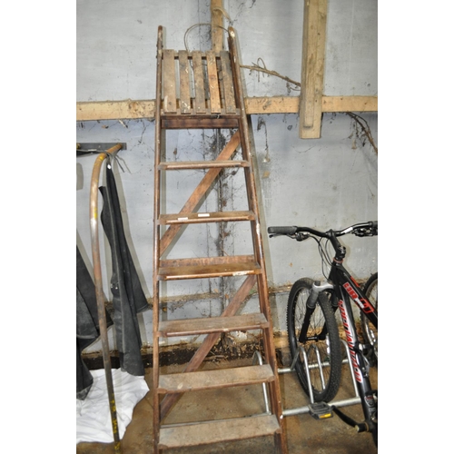 5 - SET OF LARGE VINTAGE WOODEN STEP LADDERS