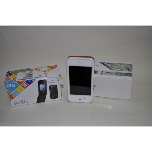 551 - 2 MOBILE PHONES INC IPHONE 4    FOUND ON A CLEARAMCE SO UNTESTED
