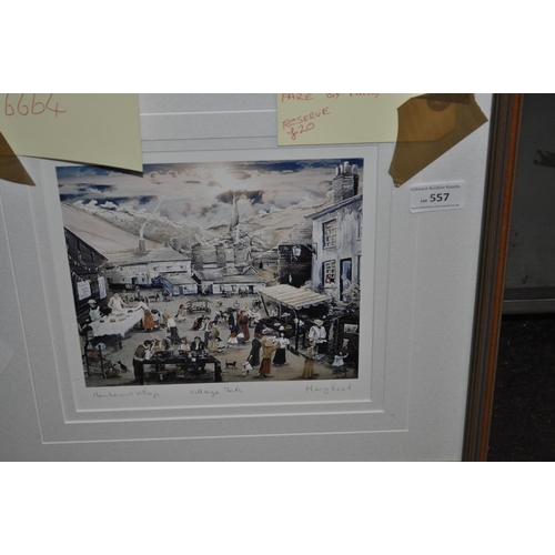 557 - FRAMED AND GLAZED PIC OF MENHENIOT CORNWALL FAIR  BY MARY REED