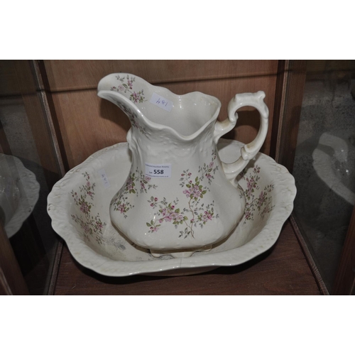 558 - IRONSTONE   JUG AND BASIN SET