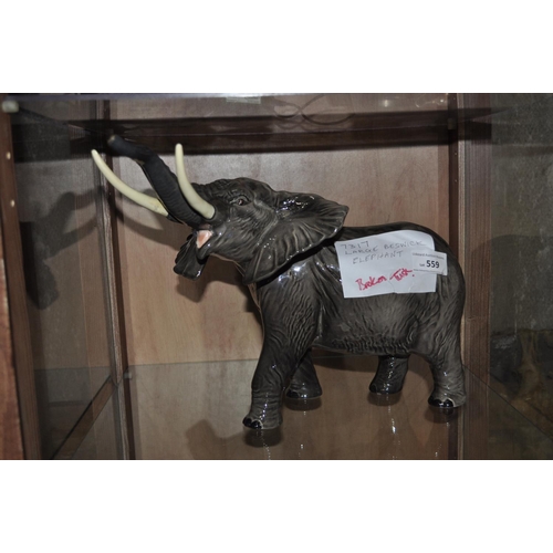 559 - LARGE BESWICK ELEPHANT IN RED   (TUSK REPAIR  MALCOLM SAYS GOOD REPAIR)