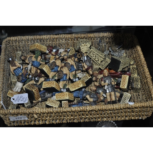 573 - WICKER BASKET OF CHESS PIECES