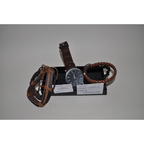 591 - MENS WATCHES AND 2 BRACELETS