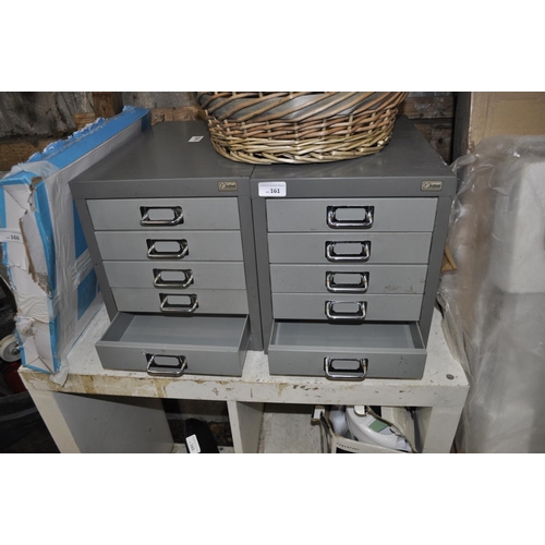 161 - PAIR OF METAL RYMON 5 DRAW FILING CABINETS