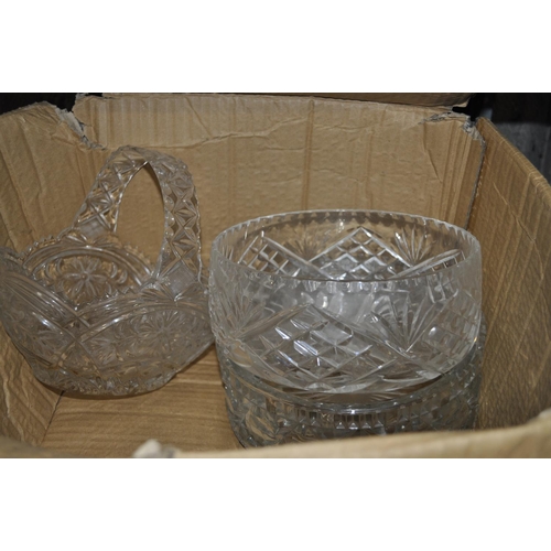 208 - BOX OF ASSORTED CRYSTAL  GLASS WARE