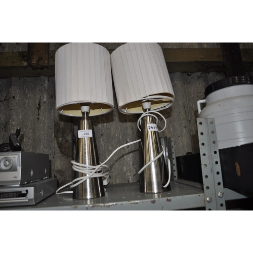 210 - CHROME TABLE LAMPS WITH CHREAM SHADES