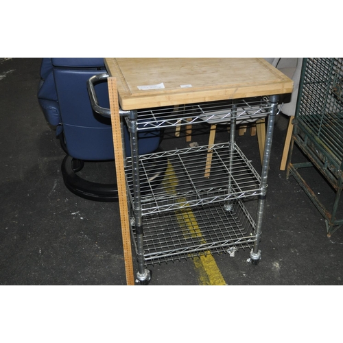 445 - KITCHEN ISLAND CHOPPING BLOCK TROLLEY