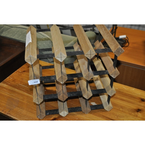 699 - WOOD PINE WINE RACK