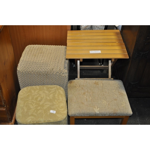 701 - 3 UPHOLSTERED STOOLS AND PICNIC TABLE