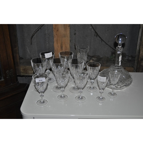 858 - SELECTION OF CUT CRYSTAL GLASSES