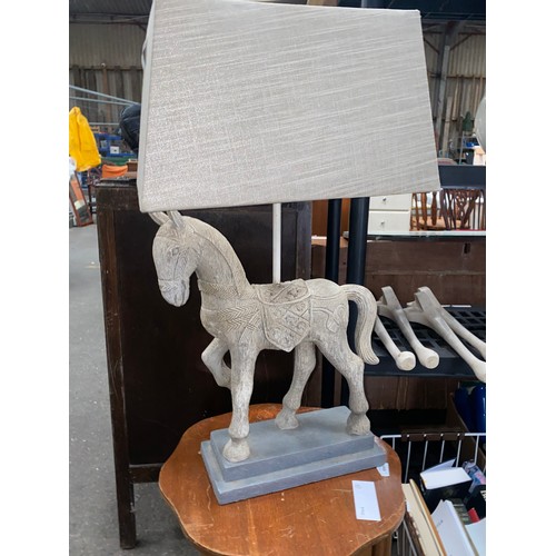 810 - HORSE LAMP WITH GREY SHADE