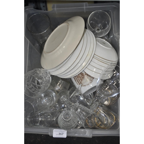 267 - LARGE BOX OF ASSORTED GLASSWARE