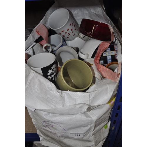 335 - BAG OF MUGS AND CUPS ETC