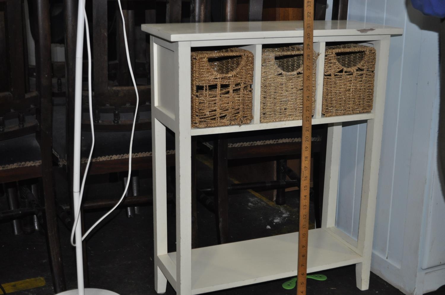 WHITE PAINTED THREE DRAW BATHROOM RATTAN