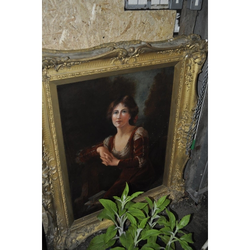 988 - LARGE VICTORIAN GILT FRAMED OIL ON CANVAS OF A LADY