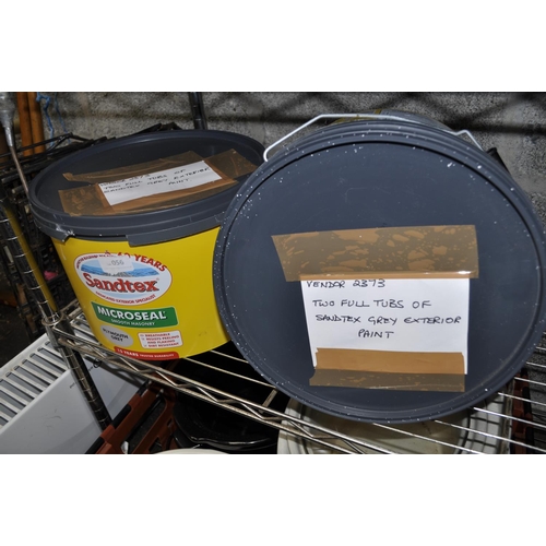 56 - 2 X FULL TUBS OF SANDTEX EXTERIOR PLYMOUTH GREY PAINT