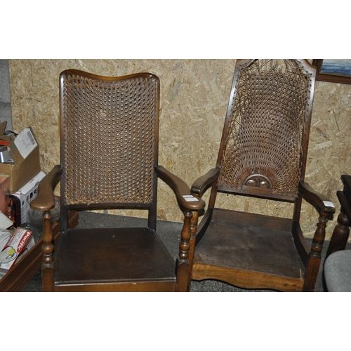 1029 - 2 X CANE BACK ELBOW CHAIRS