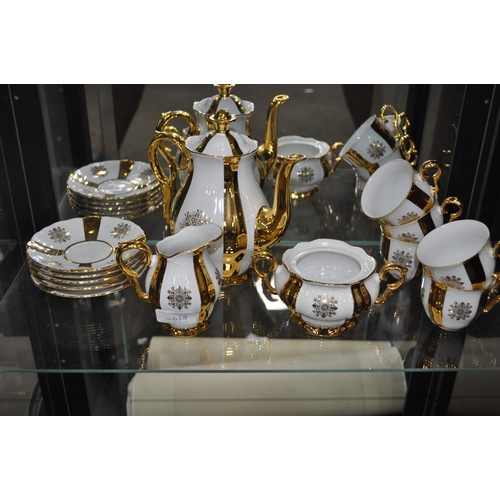 618 - CZECHOSLOVAKIA  GOLD N WHITE COFFEE SET