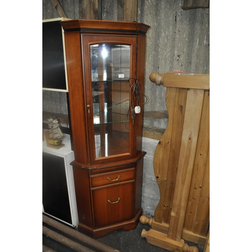 1167 - MAHOGANY GLAZED TOP CORNER CABINET